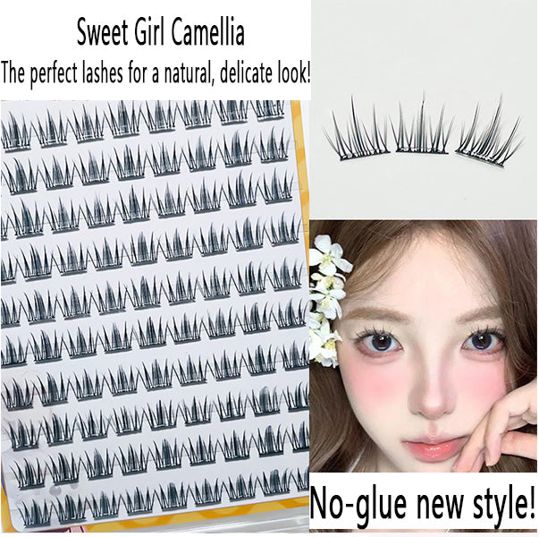 100pcs Korean Camellia Self-Adhesive Lashes - Natural, Realistic Clusters for Everyday Fairy Eyes