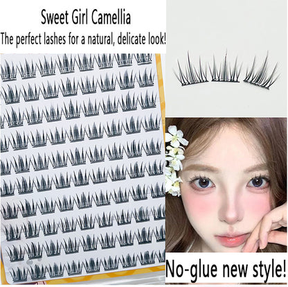 100pcs Korean Camellia Self-Adhesive Lashes - Natural, Realistic Clusters for Everyday Fairy Eyes