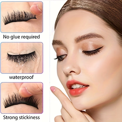 10 Pairs of Luxury Self-Adhesive Eyelashes - Natural Waterproof, Fluffy & Wispy, Lightweight & Long-Lasting.