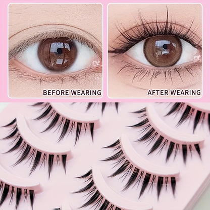 Manga Anime Lashes | Soft Natural Thick False Eyelashes | Pointed Cat Eye Effect | Daily Makeup | Wispy Style