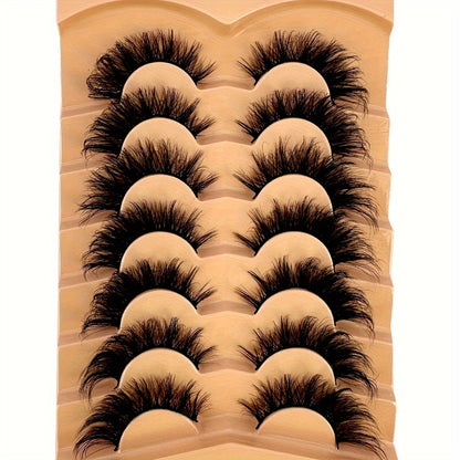 7 Pairs of Stunning Cat Eye 3D Natural False Lashes – 5D Fluffy Soft Cross Manga Lashes Wispy Natural Eyelash Extension Makeup for Dramatic Eye Look