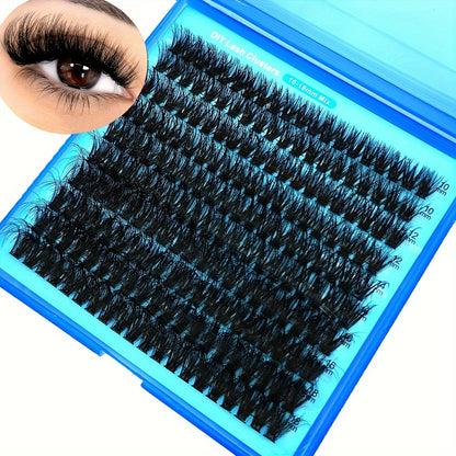 Luxe Faux Mink Eyelashes - D Curl, Thick & Fluffy Cluster Extensions, 10-16mm, DIY Individual Lashes for Beginners, Reusable