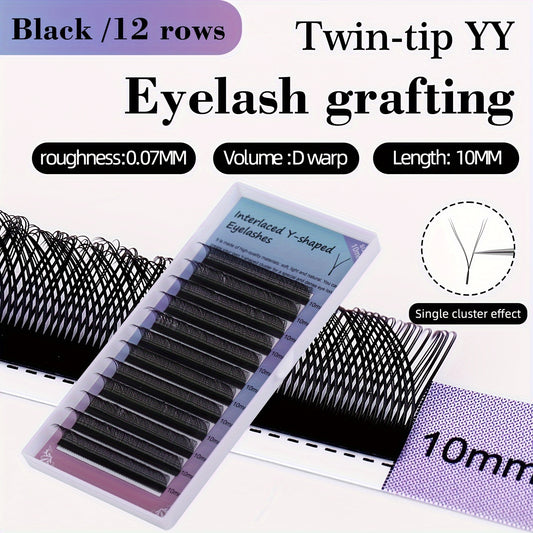 YY Pre-Made Eyelashes 2-Row D-Curl False Eyelashes Kit - Natural Look 0.07mm Thick, Easy to Apply, Variety of Lengths (8-15mm), Perfect for Beginners