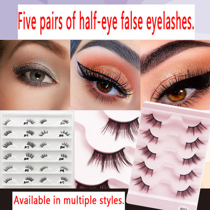 100pcs Wholesale Cat Eye Style One-piece Long Black Stem Half False Eyelashes