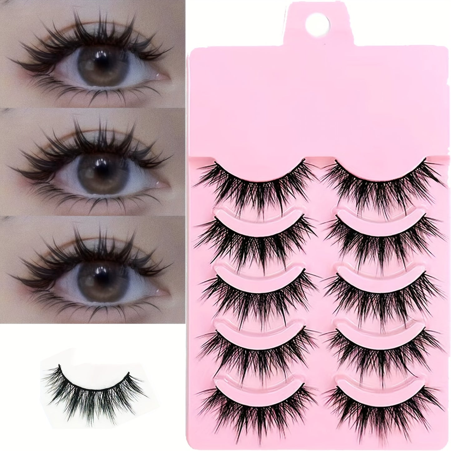 5 Pairs of Extra Long Crossed Big Devil False Eyelashes - Enchanting Voluminous Comic Stage Makeup Lashes with No Fragrance