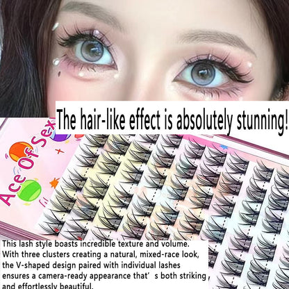 100pcs Lazy Girl's Sixpence Rose False Eyelashes - Natural Clustered Dense Manga Eye Lashes for Beginners, Camera-Ready
