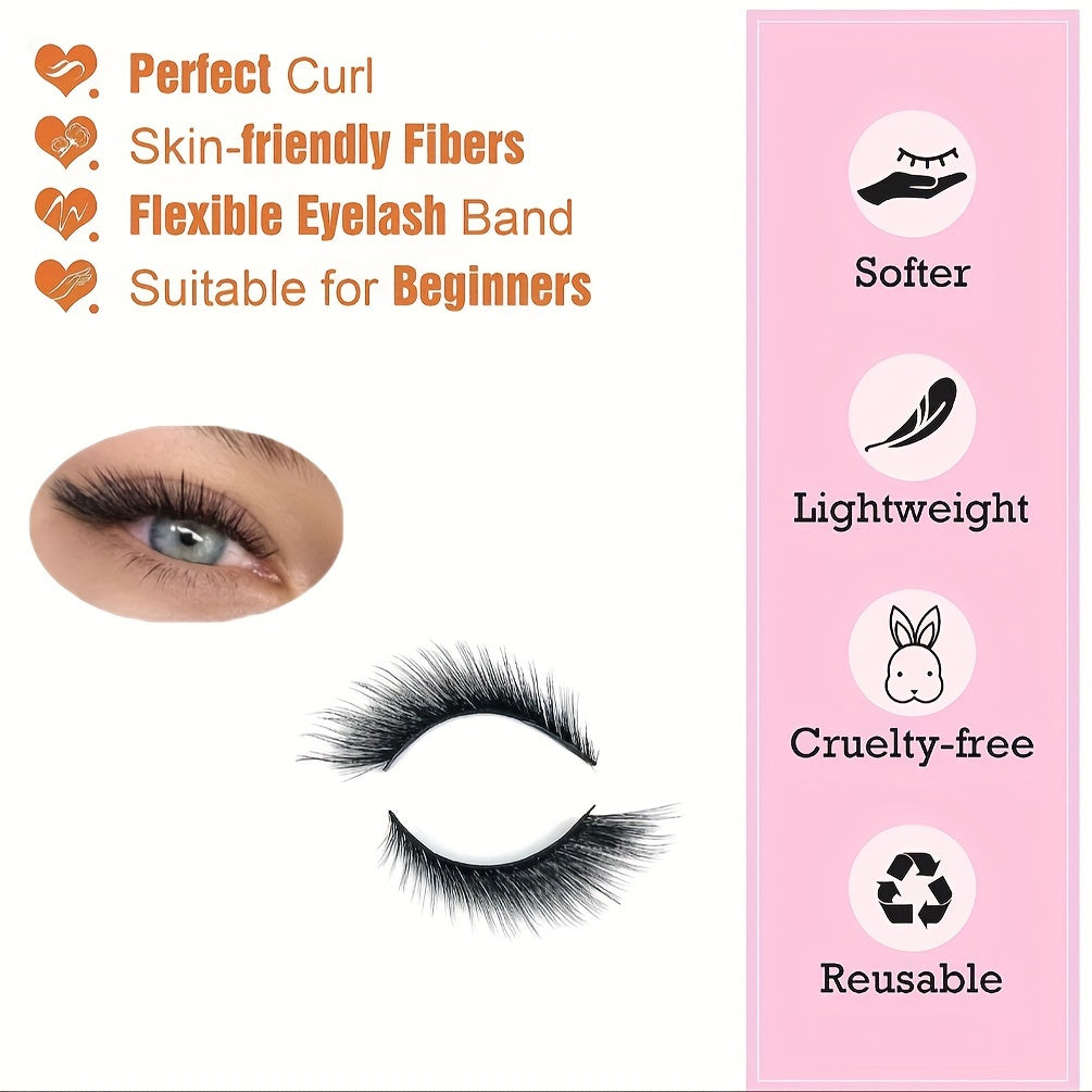 100pcs Fox Eye Mink Fake Eyelashes - Slanted Lengthening Extensions for Dramatic Halloween Makeup