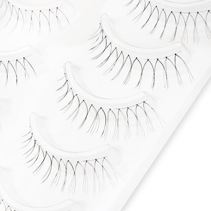 5 Pairs Self-Adhesive C Curl False Eyelashes, Mixed Lengths 6-9mm & 10-12mm - Reusable for Natural & Cosplay Looks