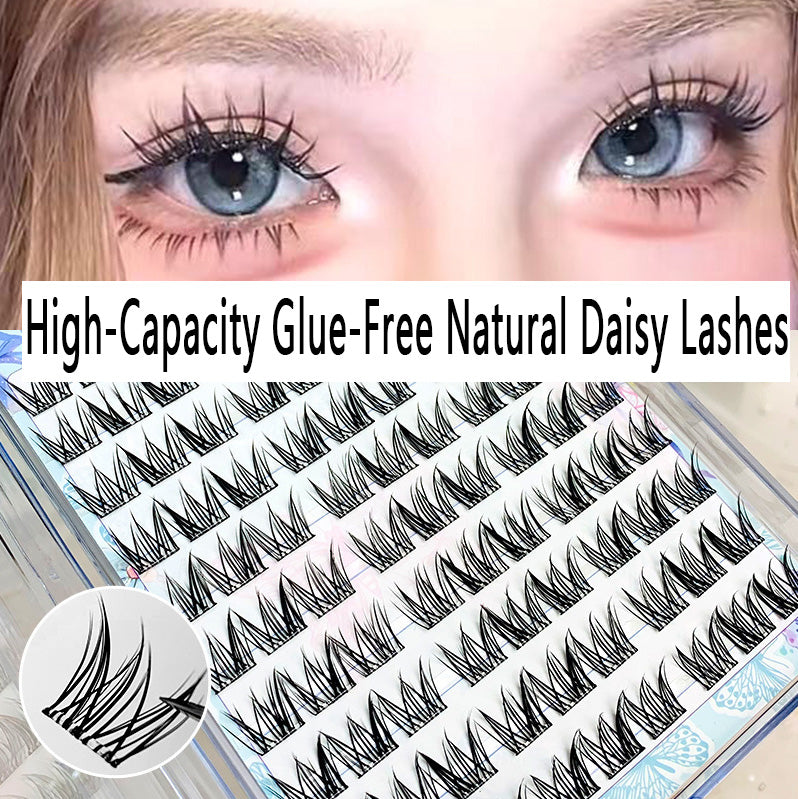 100pcs 10 Rows of Lazy Girl's Glue-Free, No-Removal Self-Adhesive Natural Daisy False Eyelashes, Cluster Design, Perfect for Beginners, Photogenic Manga Style Lashes