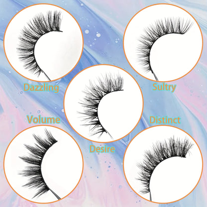 7 Pairs of 8D Fluffy Faux Mink Short Natural False Eyelashes – Dramatic Wispy Effect for Stunning Eye Look