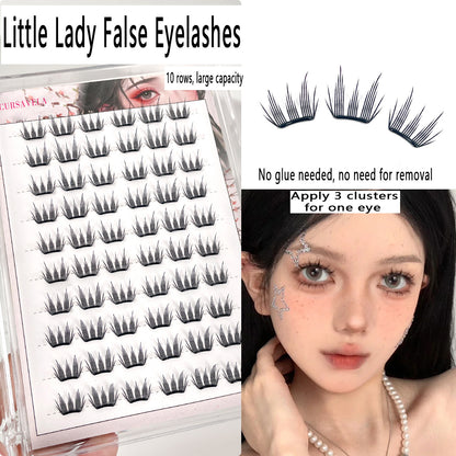 Segmented Self-adhesive False Eyelashes for the "Little Rich Lady" Style, Glue-free, as Light as a Feather, with Natural and Simulated "Born-with" Look