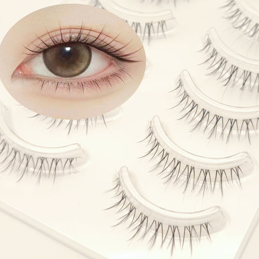 CURSAVELA Flame Fairy 5/10 Pairs 3D Crossed Manga Eyelashes - Extra Long, Thick, Reusable, Transparent Stem