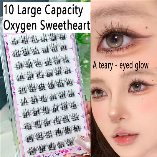 100pcs 10 - Row Large - Capacity Glue - Type Oxygen Sweetheart Single - Cluster Segmented False Eyelashes, Novice - Friendly, Create a Natural Manga - Style Eye Look