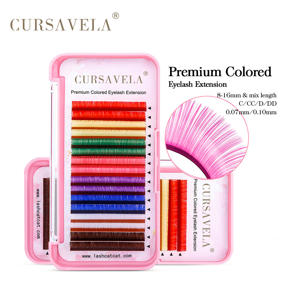 CURSAVELA Colorful Eyelashes High-Quality Synthetic Mink Colorful Lashes: 100pcs Professional Natural Individual Classic Eyelash Extensions Makeup Tool