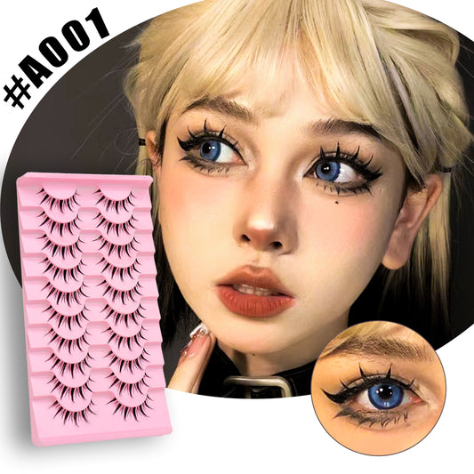 10 Pairs of Spiky Anime False Lashes – Natural, Reusable, Lightweight Cosplay Lashes for Everyday & Costume Wear