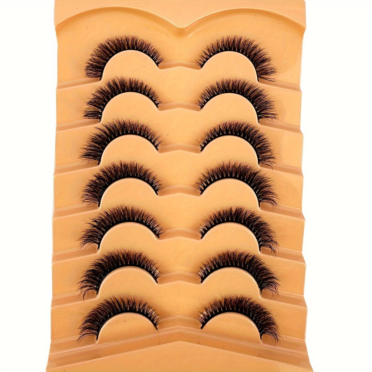 CURSAVELA 7 Pairs Faux Mink Lashes, Natural Look False Eyelashes, Wispy Cat Eye Lashes, Fluffy 3D Lashes, Natural Fake Strip Lashes