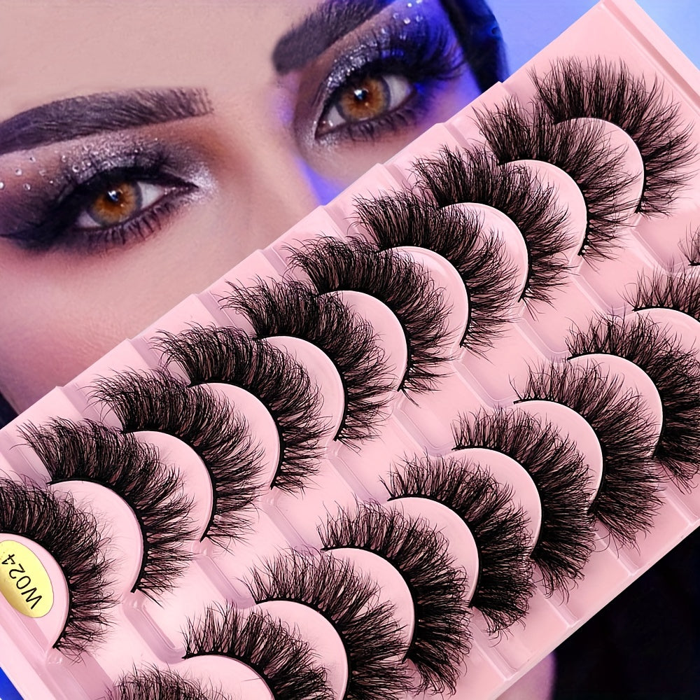 Classic Volume Eyelashes 10 Pairs Natural Slender 3D Faux Mink Cat Eye False Eyelashes, 3D Multi-layer Natural Fluffy Lashes