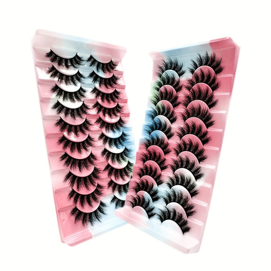 Classic Volume Eyelashes 10 Pairs of 3D Natural False Eyelashes – Ultra-Wispy, Dramatic Volume, Long, Handcrafted