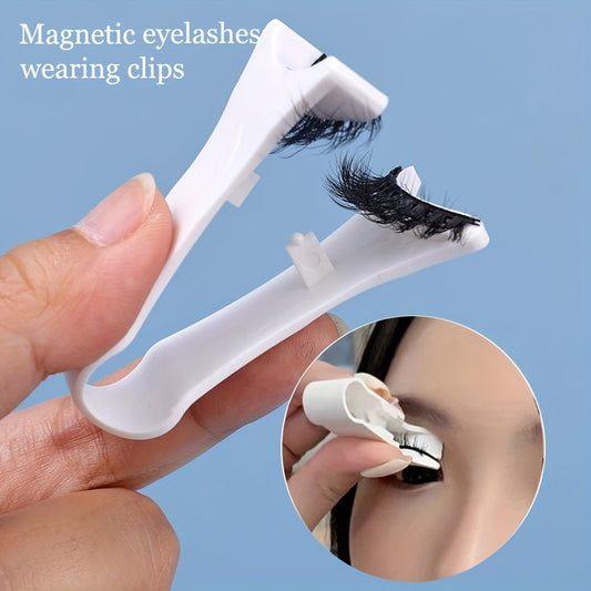 Convenient Magnetic Eyelash Wearing Clips: Easy-to-Use V-Shaped Eyelash Holder for Effortless Application - No Battery Required