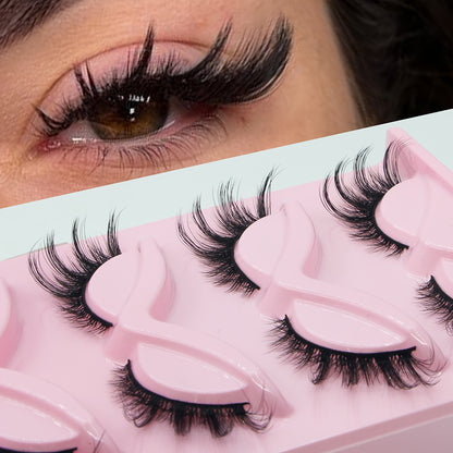 3D Fluffy Fox Eye False Eyelashes - Natural Look, Faux Mink, Lightweight & Reusable, Dramatic Volume