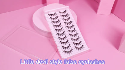 CURSAVELA New Natural Little Devil 3D Sunflower Style Synthetic Fiber Eyelashes, 10 Pairs