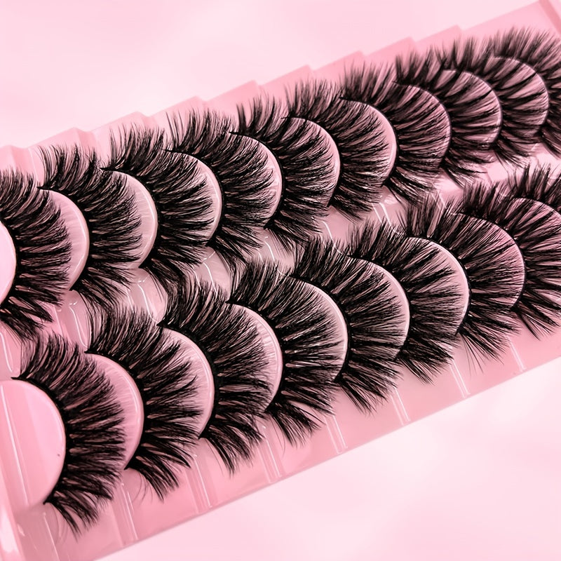 Classic Volume Eyelashes 10 Pairs 3D Fluffy Faux Mink Lashes - Thick Curling False Eyelashes for a Natural and Dramatic Look