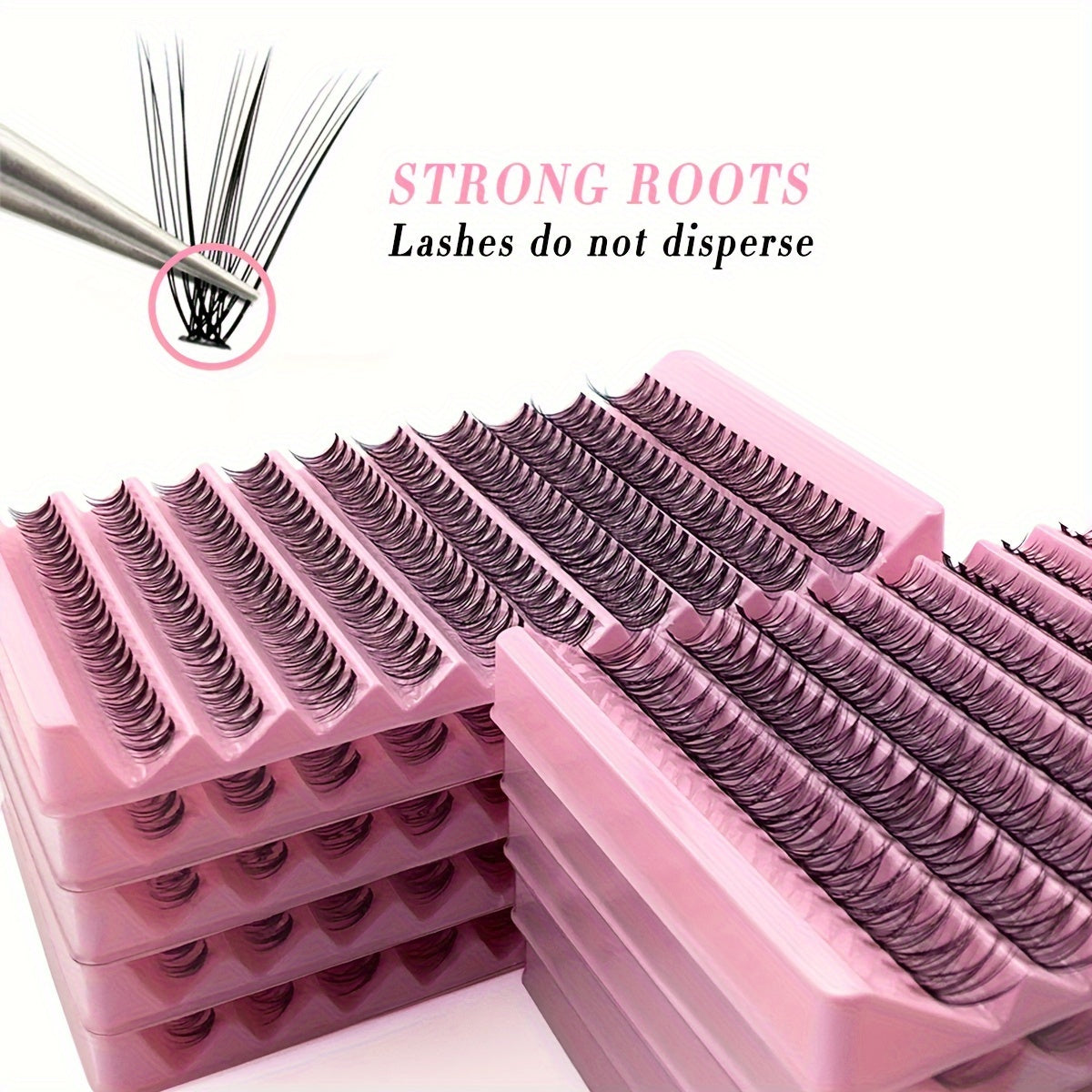 Individual DIY lashes 20D - 200 Clumps 10 Row + 140 Clumps 7 Row, Natural Curl, 8-16mm Mixed, Waterproof, 3D Effect for Daily Makeup.