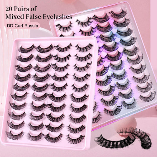 20 Pairs Russian Eyelash Extension Clusters – High-Quality False Eyelashes for Dramatic Lash Looks