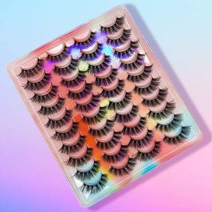 20 Pairs Natural False Eyelashes | 3D Faux Mink Lashes | Long Makeup Extensions | Perfect for Beauty and Valentine's Day Gifts for Women