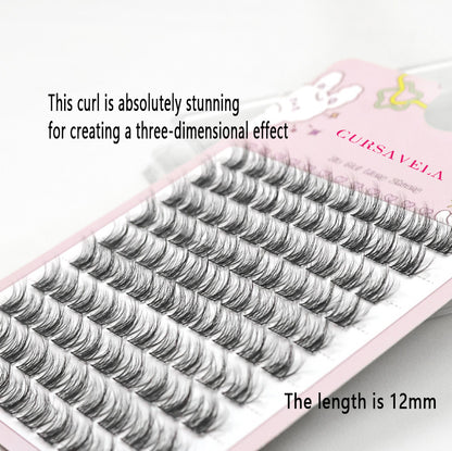 100pcs 5D Trilogy Messy Voluminous Eyelashes - 10 Trays Natural Single Cluster Lazy Series "Little Devil" Style