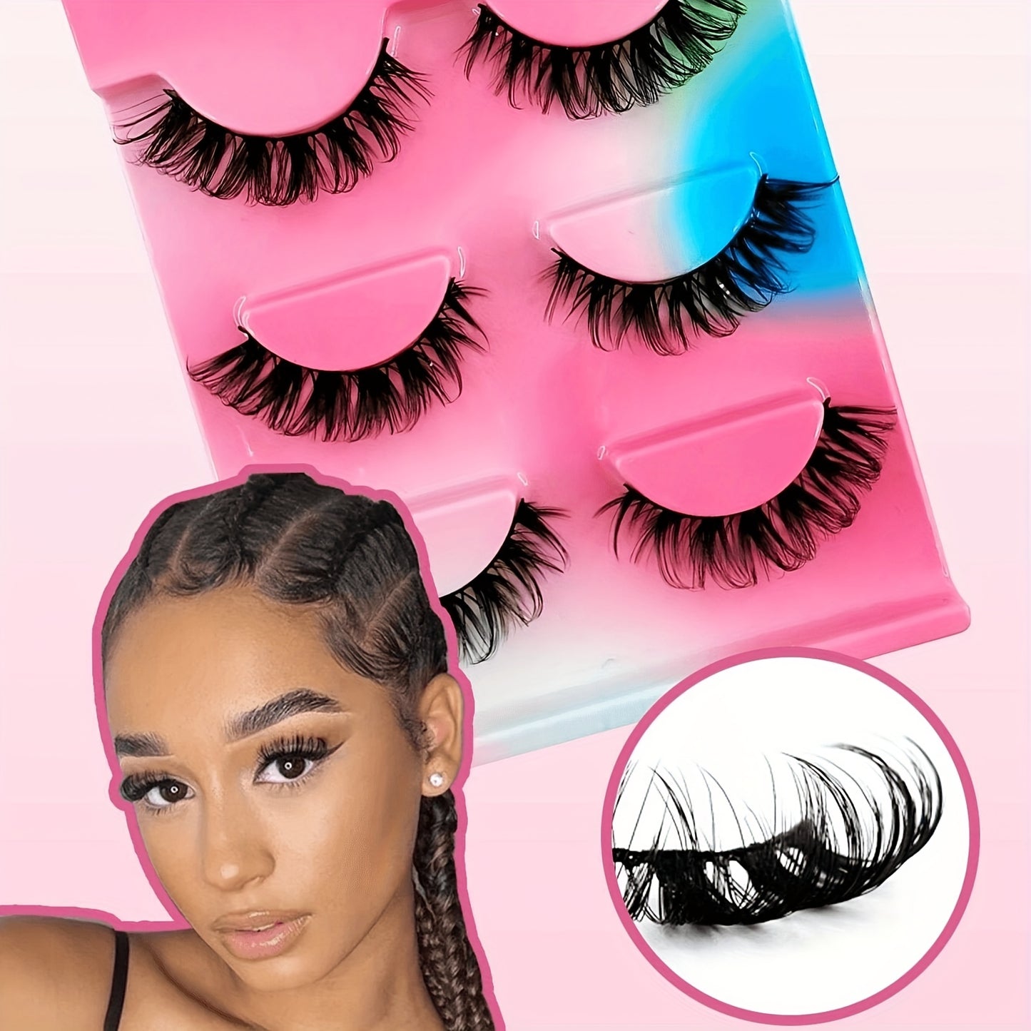 3 Pairs of 3D Fluffy Faux Mink Lashes - Handmade, Reusable, Short & Natural Look