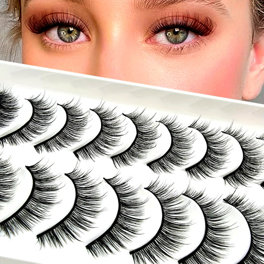 100pcs 10 Pairs of False Eyelashes - Natural, Fluffy, and Perfectly Matched for Lashes Makeup, Premium Faux Mink Eyelashes.