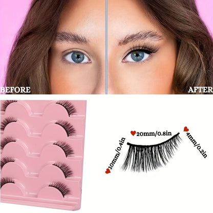 CURSAVELA 7/10/14 Pairs Natural Fluffy Faux Mink Lashes - Cat Eye Cluster Wispy Long and Short False Eyelashes for a Bold and Beautiful Look