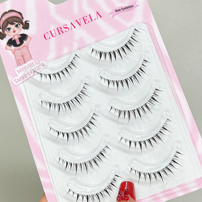 100pcs CURSAVELA 9mm Natural Comic-Style Short False Eyelashes - One-Strip Design for a Subtle, Camera-Ready Look