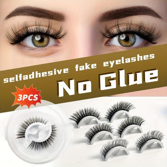 3 Pairs Multi-Style Reusable False Eyelashes Set. Ultra-lightweight, odorless, natural & fluffy. Doll, Cat Eye & Natural looks. Easy to apply. For beginners