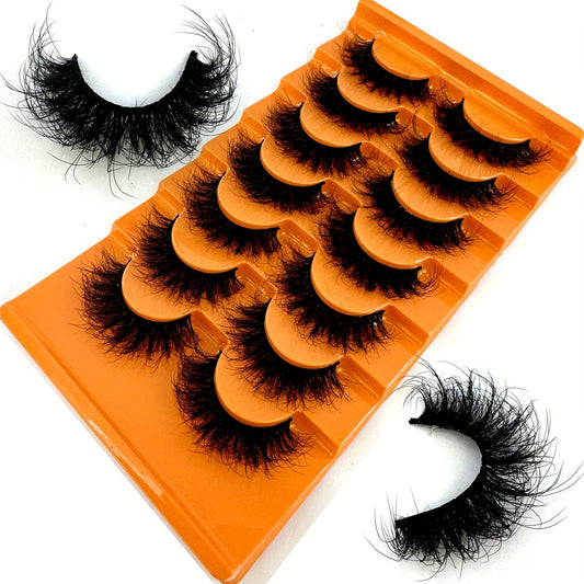 7 Pairs 3D False Lashes – Fluffy, Natural, Cat Eye, Cross Style – DIY Reusable Faux Lashes with Self-Adhesive – C/D/DD Curl, 10-18mm for Beginners