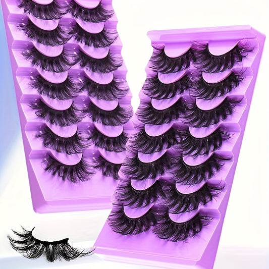 Classic Volume Eyelashes 7 Pairs 3D Thick D Curl False Eyelashes – Fluffy Natural Look with Clear Band, Unscented, Lightweight, Reusable & Easy to Apply