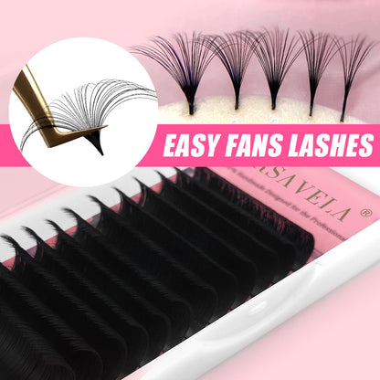 100 pcs Easy Fan Eyelashes Cashmere Matte Mink Eyelash Extensions – Fast Blooming Soft Mega Volume  Chinese Translation