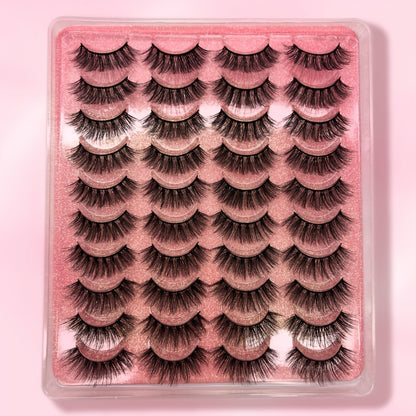 20 Pairs Reusable Faux Mink Long Eyelashes | Thick, Natural-Looking False Lashes for a Dramatic Makeup Look