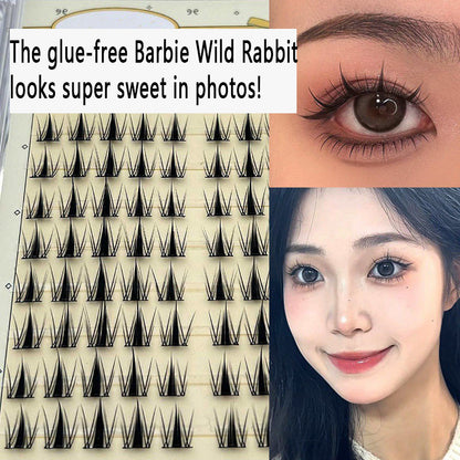 100pcs Glue-free Barbie Little Wild Rabbit Large-capacity Thickened Natural-looking Dense Single Cluster False Eyelashes for Comic and Little Devil Styles