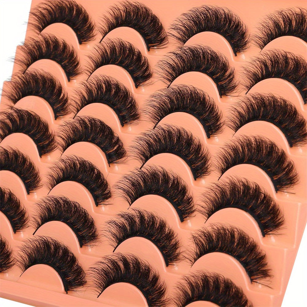 Classic Volume Eyelashes 14 Pairs Thick and Fluffy Faux Mink False Eyelashes Pack – Wispy Black Cat Eye Lashes with a Natural Look, Like Eyelash Extensions