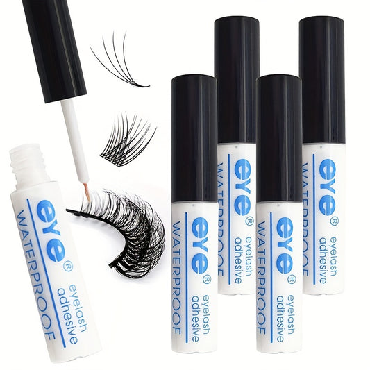 Waterproof Eyelash Glue Set of 4 Bottles - Quick Dry, Long-lasting, Non-irritating Lash Adhesive, Alcohol-Free, Latex-Free, Strong Hold for DIY Eyelash Extensions.