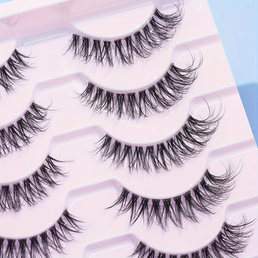 7 Pairs 3D Clear Band False Eyelashes: Crisscross Style for Natural Volume, Perfect for Daily Makeup