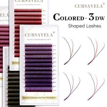 CURSAVELA 100pcs Colorful Eyelashes–Pink,Red,Brown,Purple|C / D Curl | Length 8-15mm | Ideal for Extensions and Cosplay