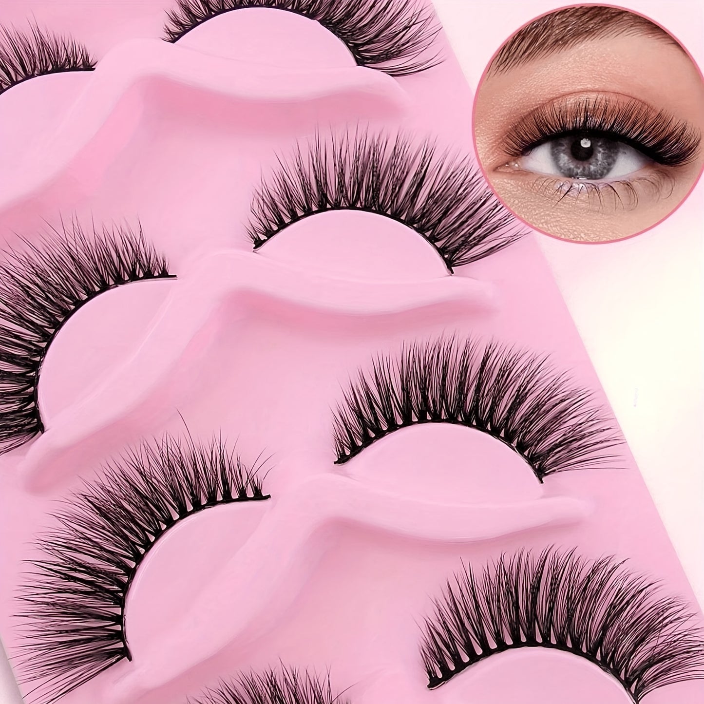 5 Pairs Cat Eye Lashes, Fluffy Cluster Faux Mink False Eyelashes, Natural Curling Slender Lashes