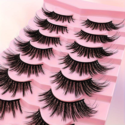 7 Pairs Cat Eye False Eyelashes Set, Fluffy Natural Comfort, C Curl, Reusable, for Beginners - 13-15mm, 16-18mm, 19-21mm Lengths