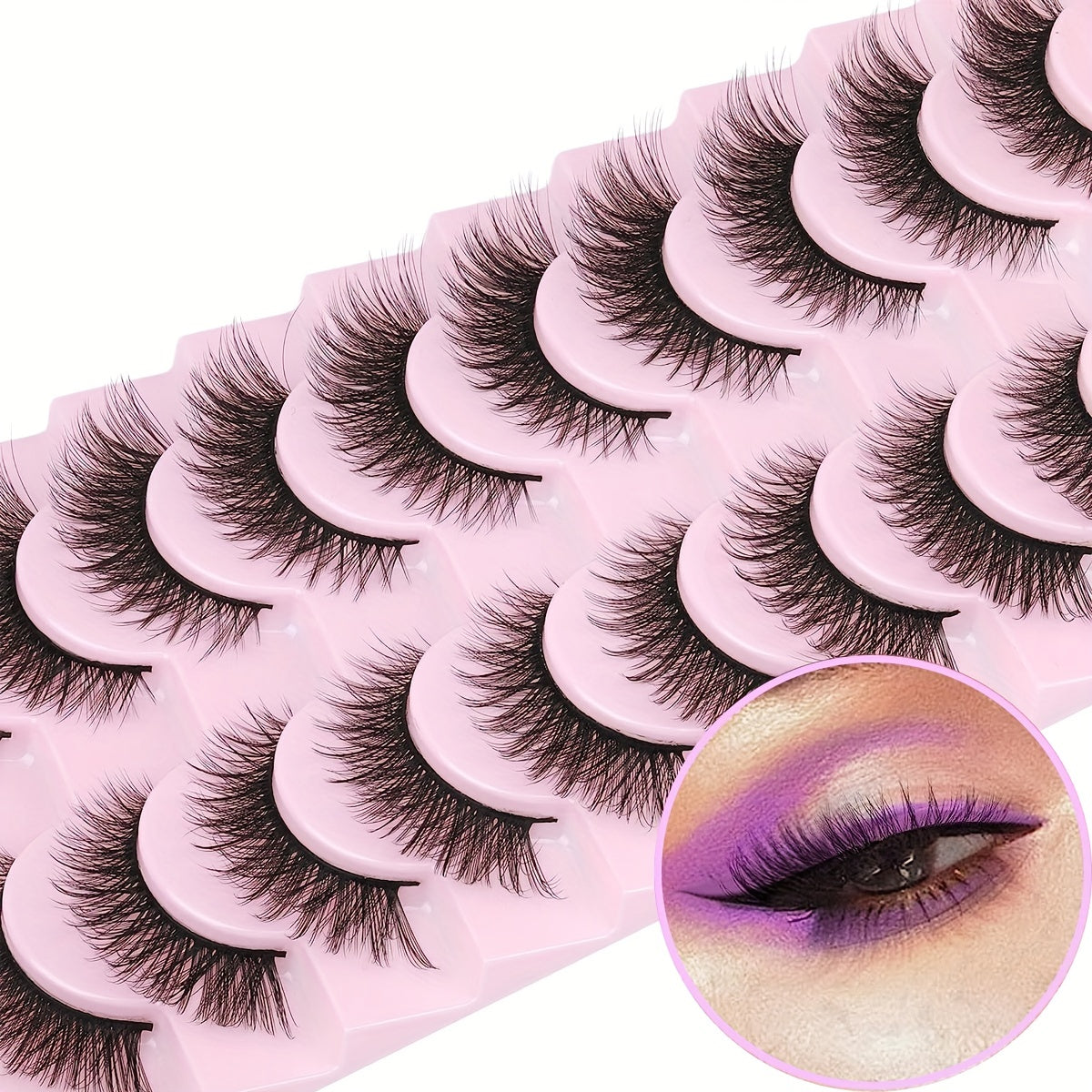 CURSAVELA 10 Pairs Fluffy 3D Faux Mink Eyelashes - Elegant Short Cat Eye Style - Perfect for Women - 13mm