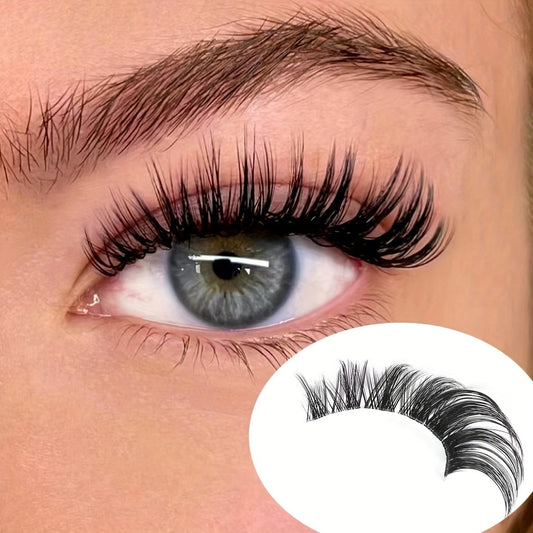 CURSAVELA Fox Eye Wispy Lashes - 5 Pairs Transparent Band 3D Curling Cat Eye Effect