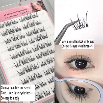 Large - capacity Glue - free Natural - style Small White Flower False Eyelashes, Single - cluster Self - adhesive, Beginner - friendly