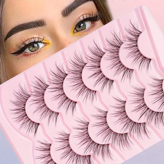 7 Pairs of Natural and Long Fish Tail Type False Eyelashes – Super Natural